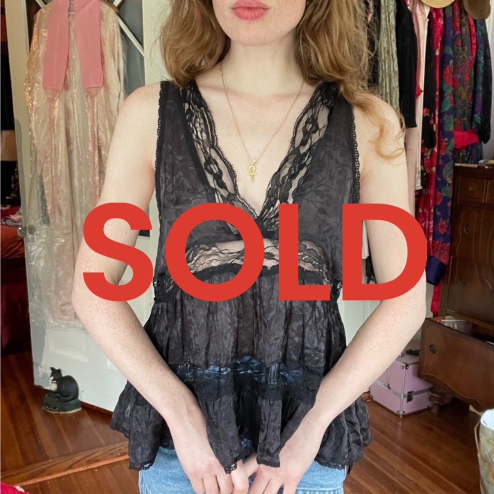 Free People Deep V Trapeze Cami in Black